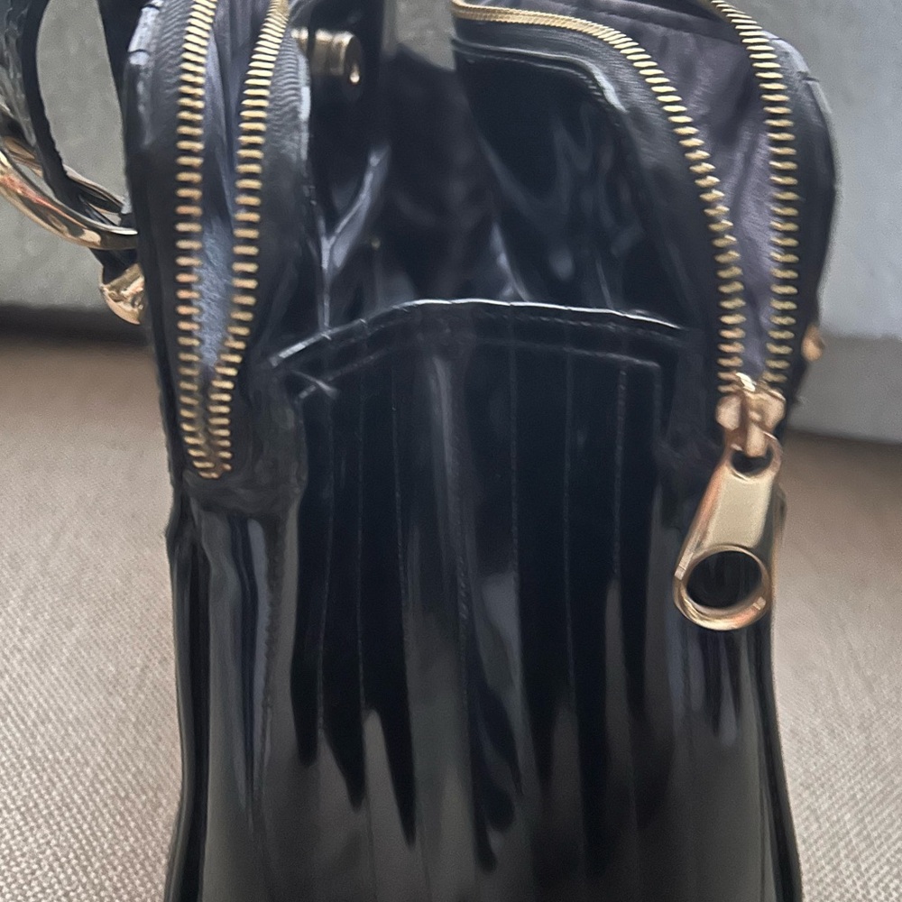 Ted Baker Glossy Black Satchel with Gold Accents - Picture 2 of 13